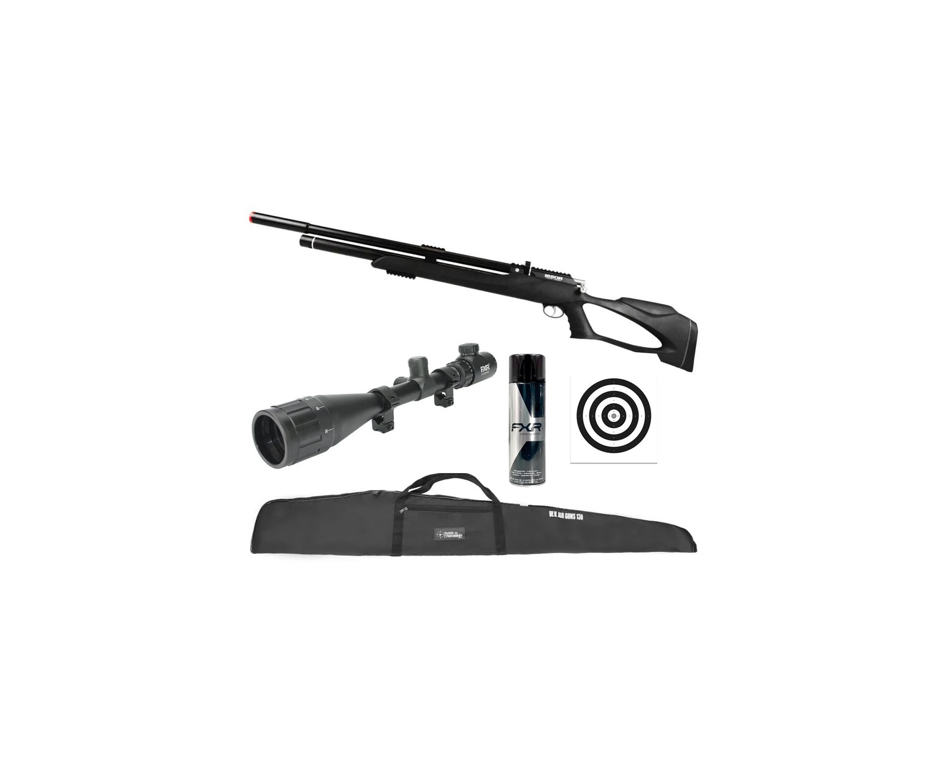 Carabina Pressão PCP Kodiak Black 9mm + Luneta 6-24x50 + Capa + Desengripante / Anticorrosivo + Alvos