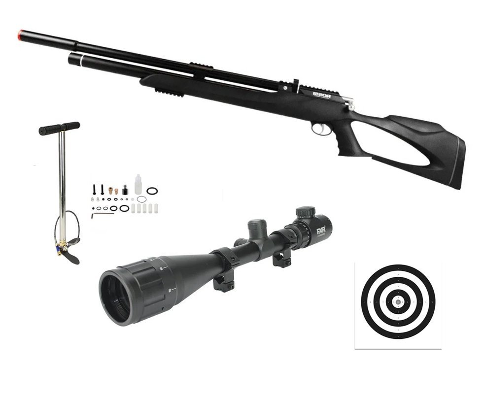 Carabina Pressão PCP Kodiak Black 6.35 + Luneta 6-24x50 + Bomba + Alvos