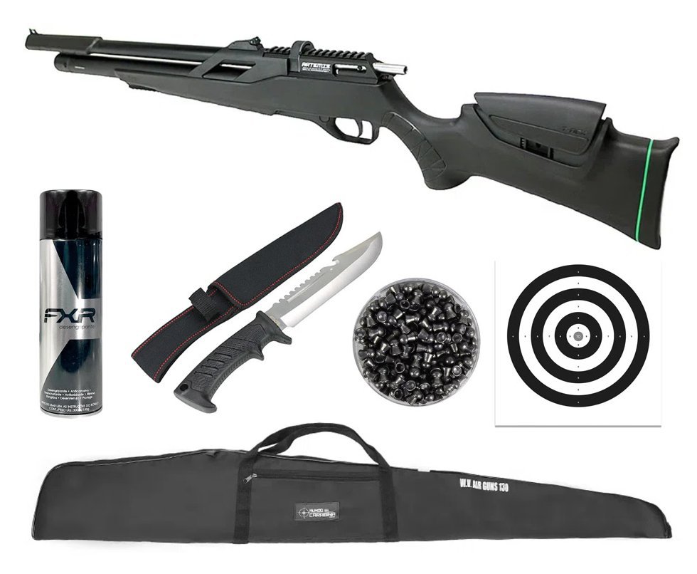 Carabina Pressão PCP Artemis T-REX 4.5 + Capa + Desengripante / Anticorrosivo + Chumbo + Faca + Alvos