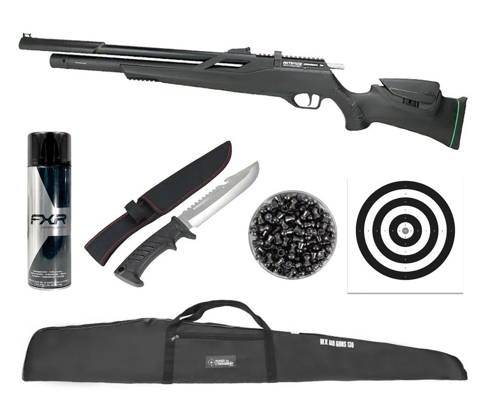 Carabina de Pressão PCP Artemis T-REX 5.5 + Capa + Desengripante / Anticorrosivo + Chumbo + Faca + Alvos