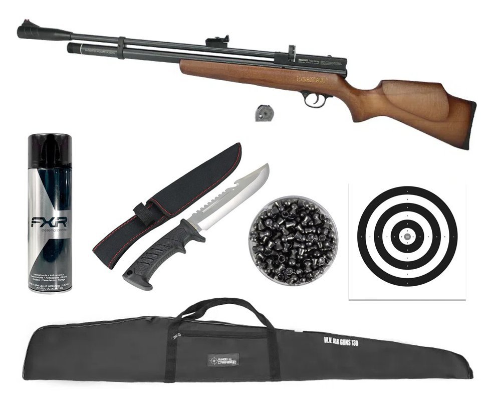Carabina Pcp Beeman 1338 Qb Chief Madeira 10 Tiros 5,5 + Capa + Desengripante / Anticorrosivo + Chumbo + Faca + Alvos