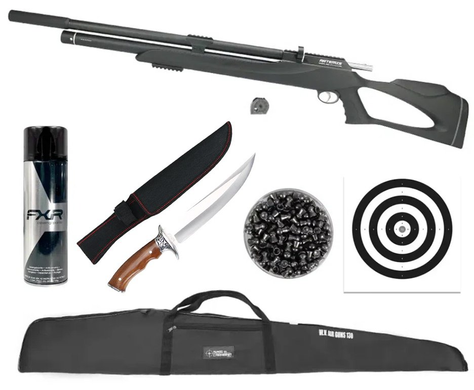 Carabina De Pressão Pcp M25 Thunder Black 5.5 - FXR + Capa + Desengripante / Anticorrosivo + Chumbo + Faca + Alvos