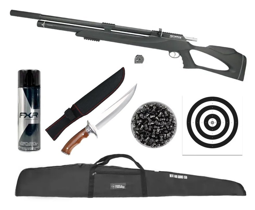 Carabina De Pressão Pcp M25 Thunder Black 5.5 - FXR + Capa + Desengripante / Anticorrosivo + Chumbo + Faca + Alvos