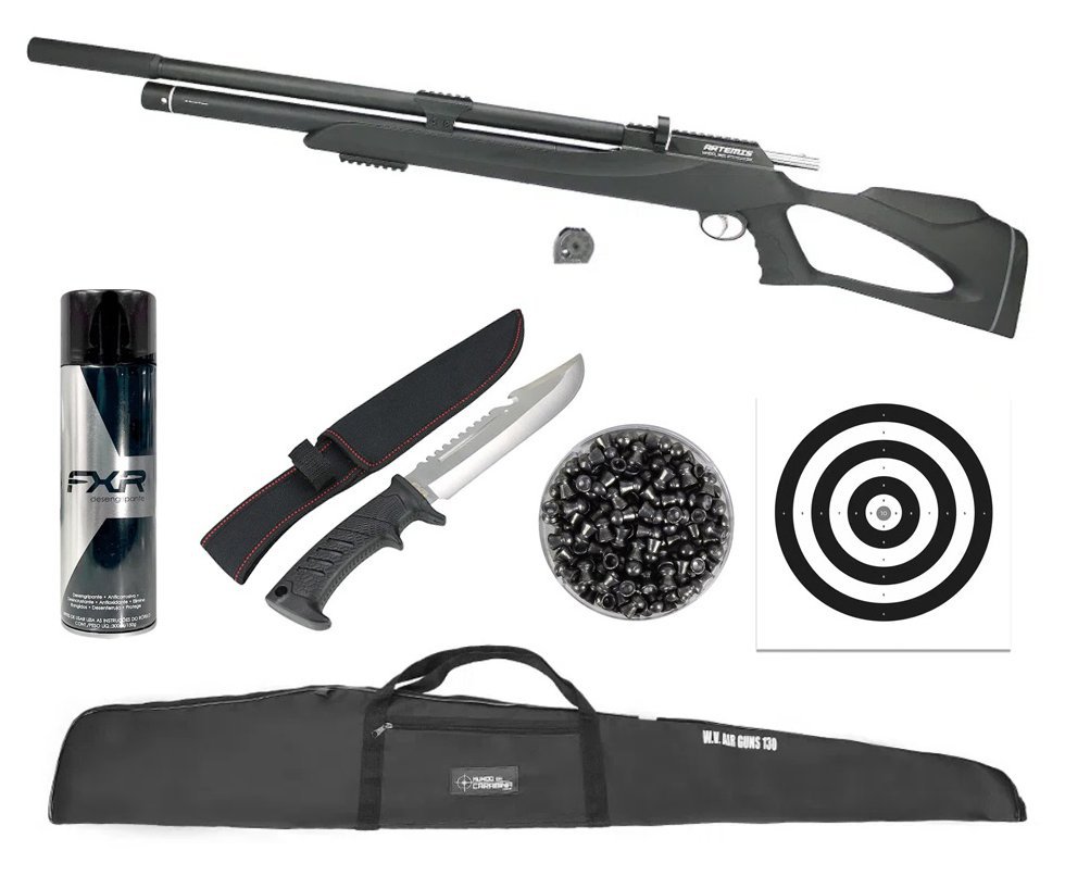 Carabina De Pressão Pcp M25 Thunder Black 5.5 - FXR + Capa + Desengripante / Anticorrosivo + Chumbo + Faca + Alvos