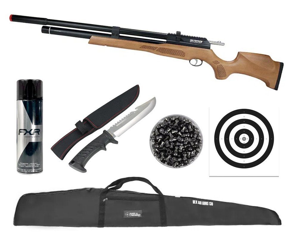 Carabina PCP Artemis M25W Thunder Classic 5.5 - FXR + Capa + Desengripante / Anticorrosivo + Chumbo + Faca + Alvos