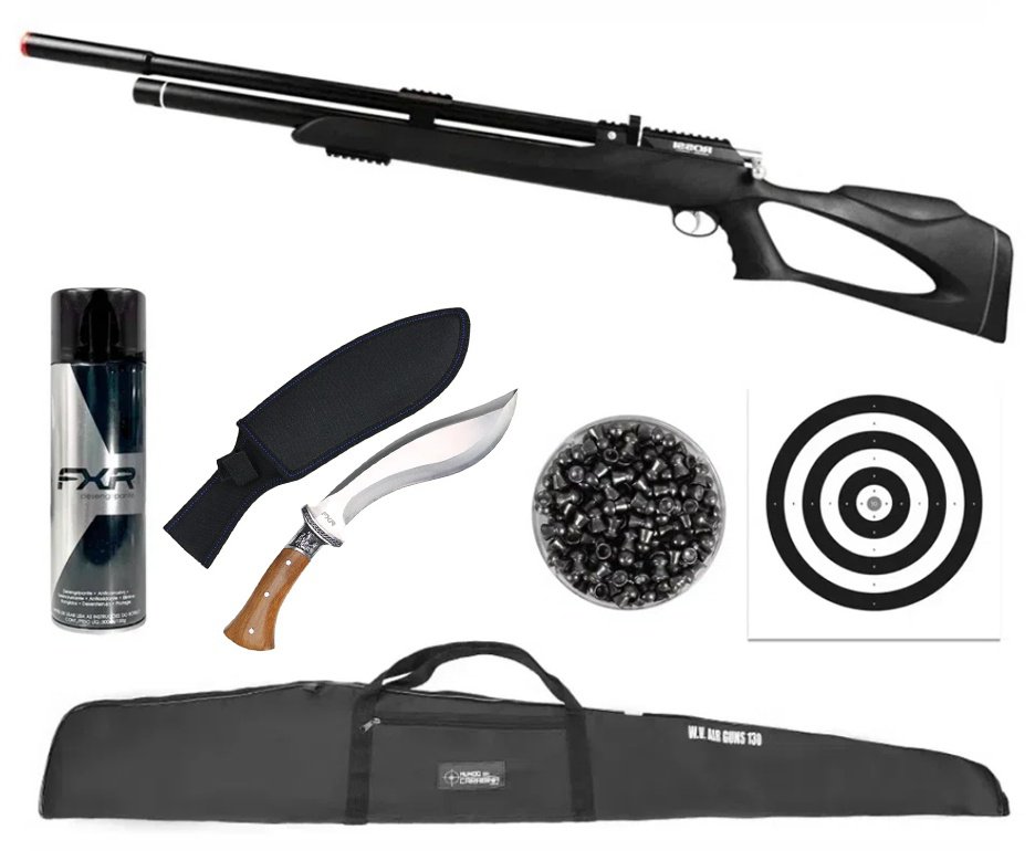 Carabina Pressão PCP Kodiak Black 9mm - Rossi + Capa + Desengripante / Anticorrosivo + Chumbo + Faca + Alvos