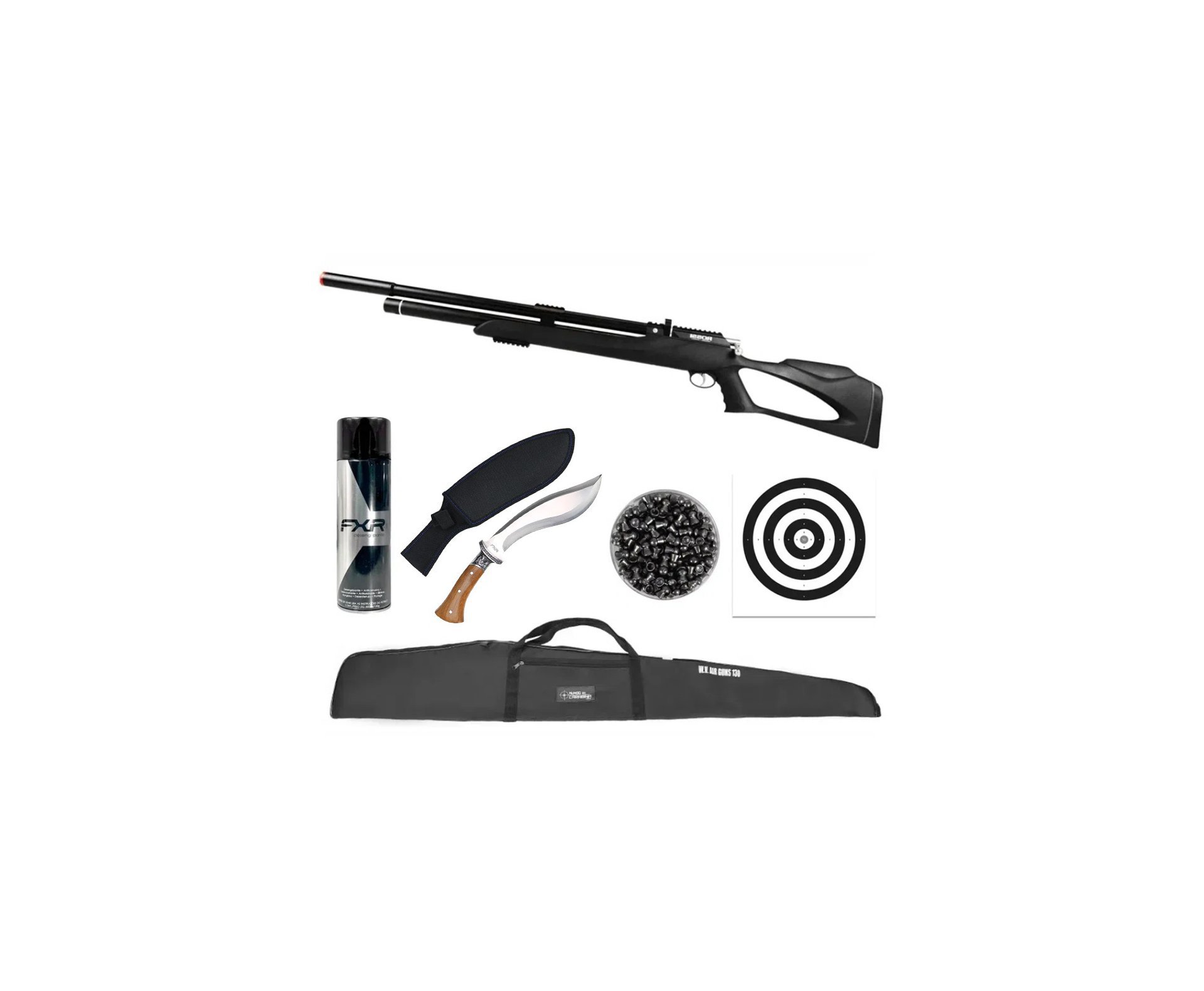 Carabina Pressão PCP Kodiak Black 9mm - Rossi + Capa + Desengripante / Anticorrosivo + Chumbo + Faca + Alvos