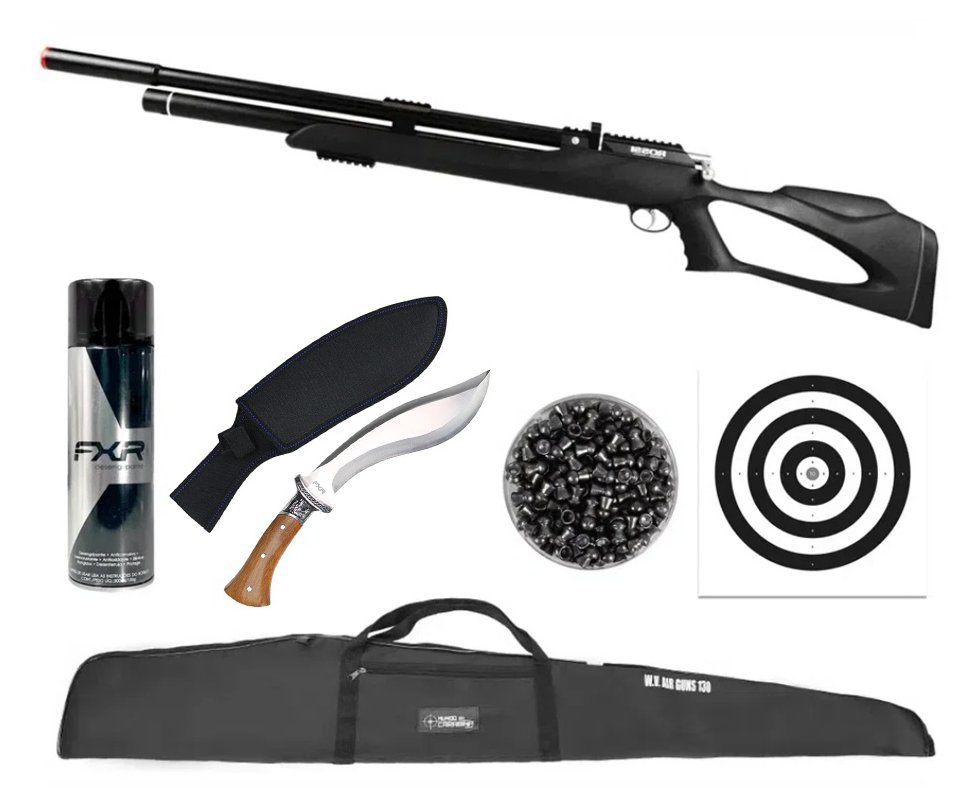Carabina Pressão PCP Kodiak Black 9mm - Rossi + Capa + Desengripante / Anticorrosivo + Chumbo + Faca + Alvos