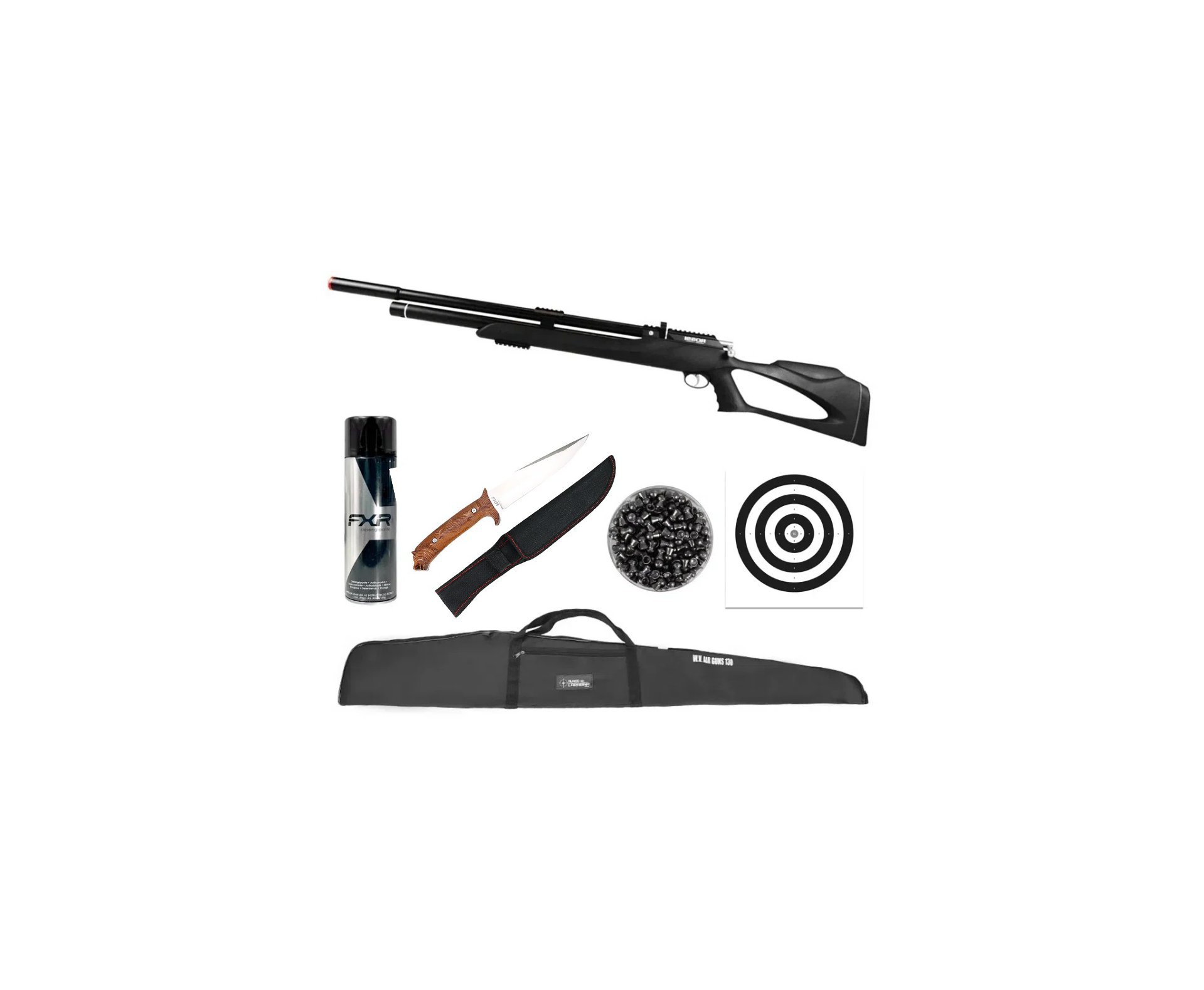 Carabina Pressão PCP Rossi kodiak Black 7.62mm .30 Big Bore - Rossi + Capa + Desengripante / Anticorrosivo + Chumbo + Faca + Alvos