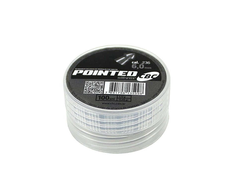 Chumbinho Pointed Silver 6,0 mm c/100un - CBC