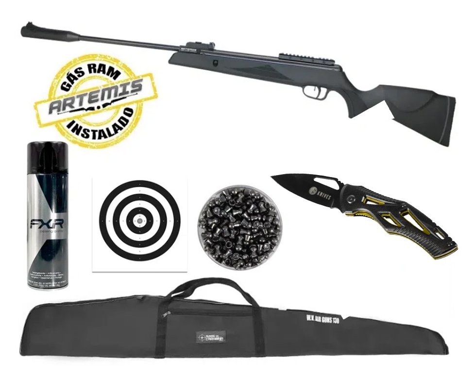 Carabina De Pressão Black Hawk Gas Ram 70kg 5,5 + Canivete + Capa + Chumbo + Desengripante / Anticorrosivo + Alvos