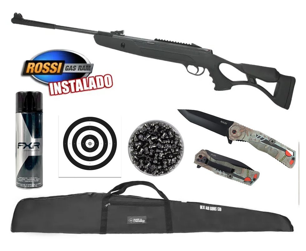 Carabina De Pressão Hatsan Strike Airtact Pd Com Gas Ram 60kg - 5,5 + Canivete Rocky + Capa + Chumbo + Desengripante / Anticorrosivo + Alvos