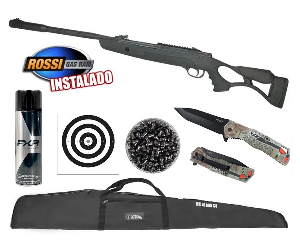 Carabina De Pressão Hatsan Striker Edge Com Gas Ram 60kg 5,5 + Canivete Rocky + Capa + Chumbo + Desengripante / Anticorrosivo + Alvos