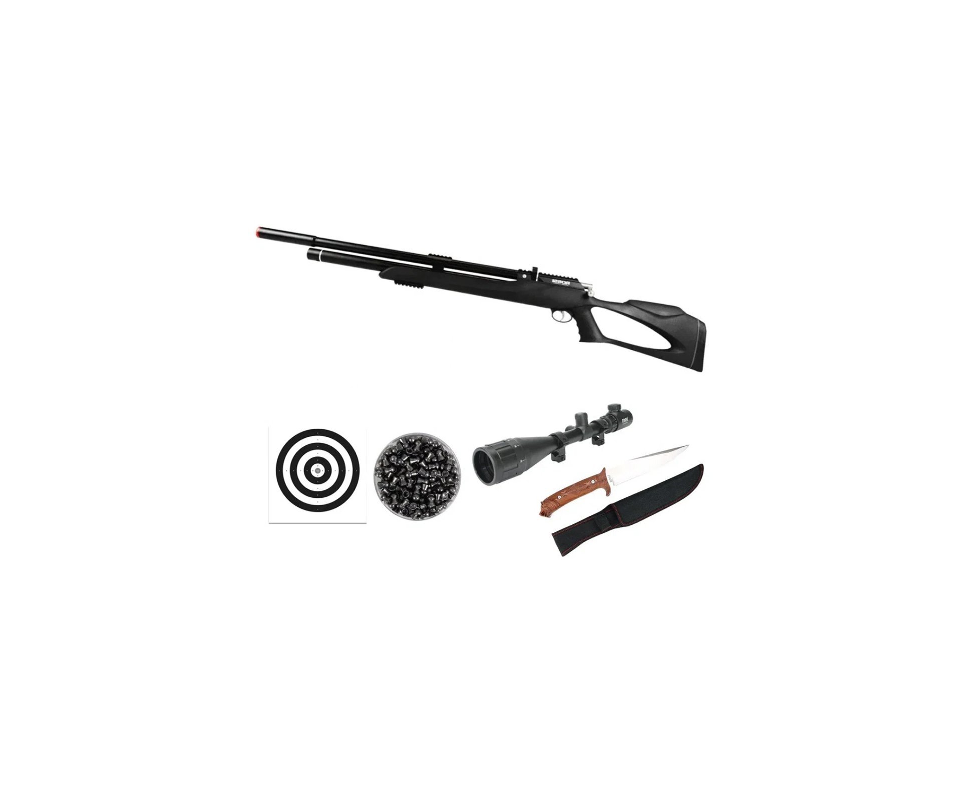 Carabina Pressão PCP Rossi kodiak Black 7.62mm .30 Big Bore - Rossi + Luneta 6-24x50 + Faca Leônidas  + Chumbo + Alvos
