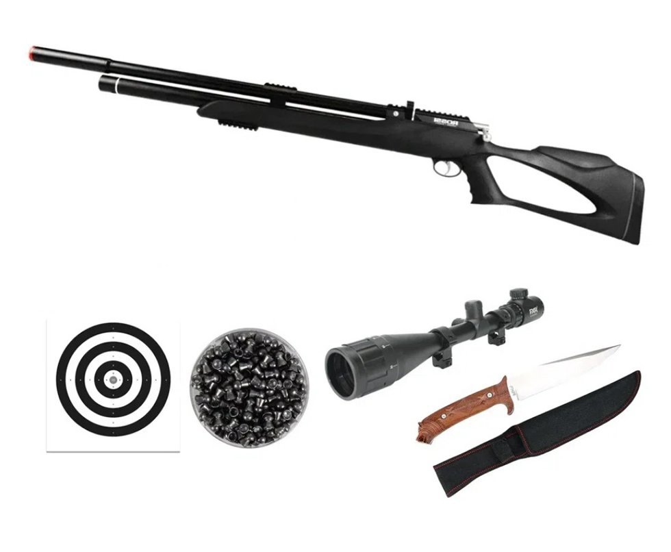 Carabina Pressão PCP Rossi kodiak Black 7.62mm .30 Big Bore - Rossi + Luneta 6-24x50 + Faca Leônidas  + Chumbo + Alvos
