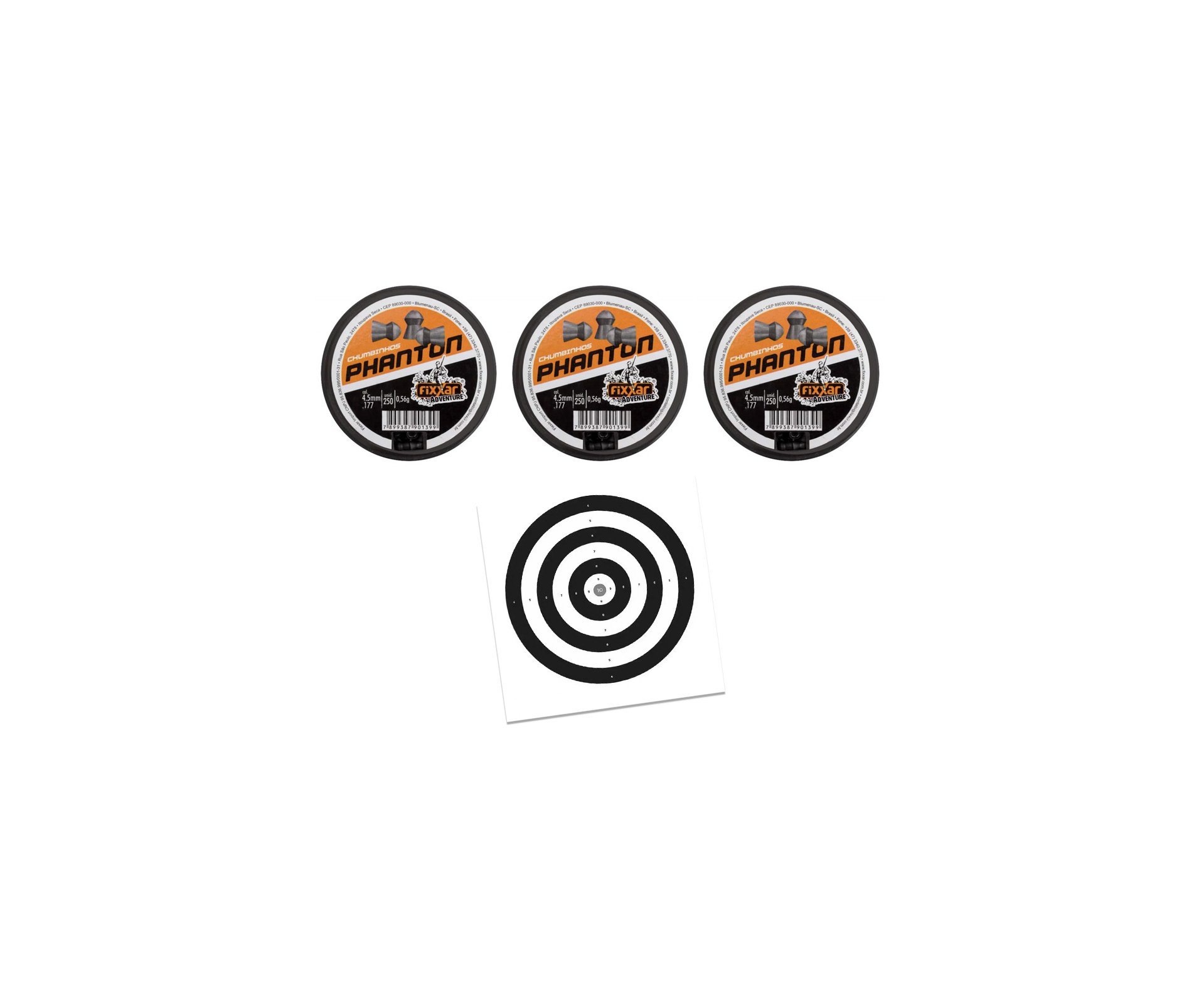 Kit 3 Cx Chumbinho Logo Alcance Phanton 250unds 4.5mm + Alvos