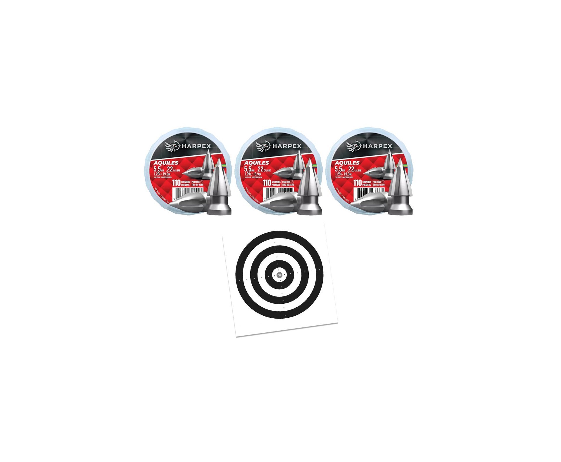 Kit 03 Cx Chumbinho Aquiles 5.5 alto poder de perfuração e estabilidade - Harpex + Alvos