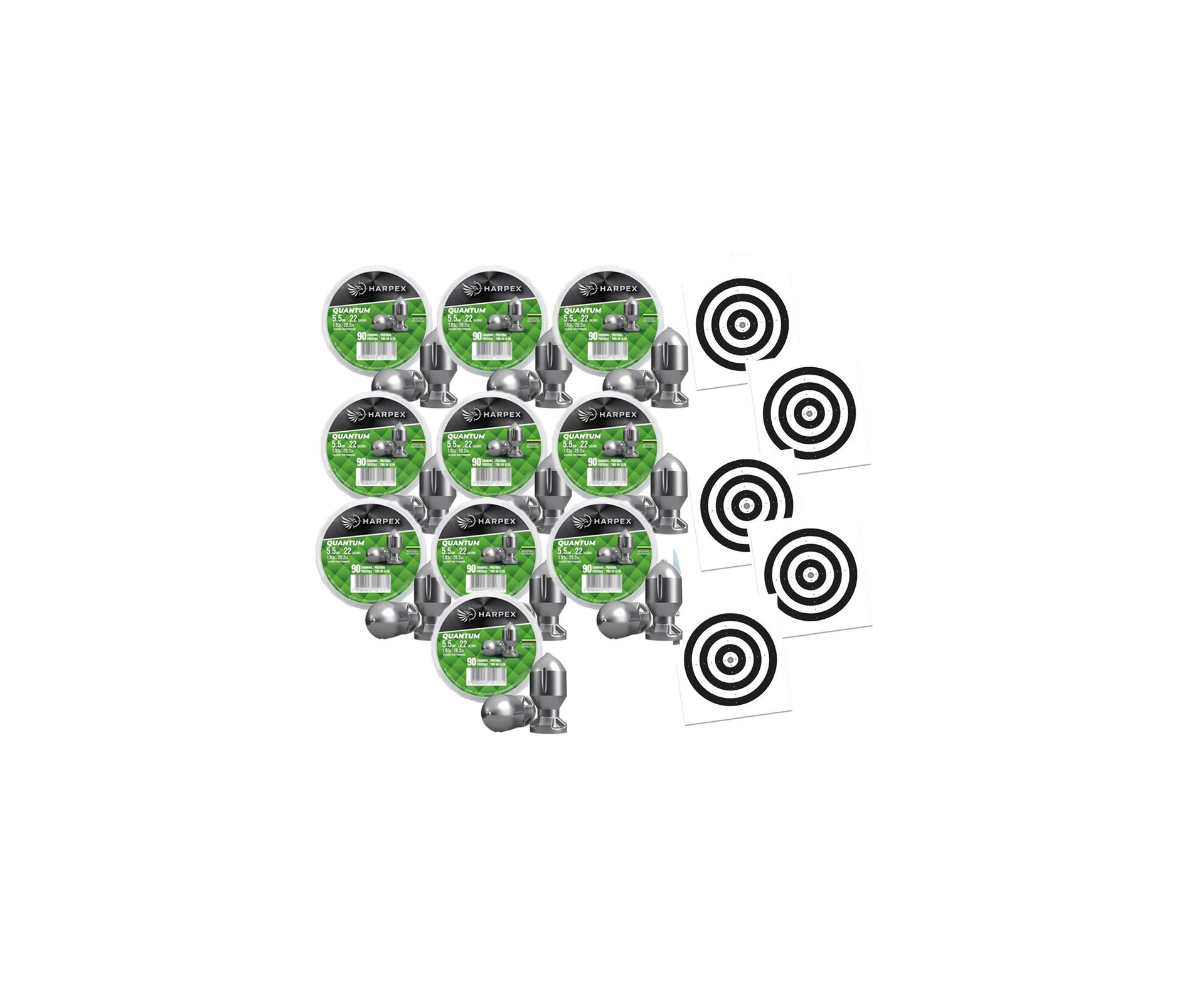 Kit 10 Cx Chumbinho Quantum 5.5 impacto, penetração e estabilidade - Harpex + Alvos