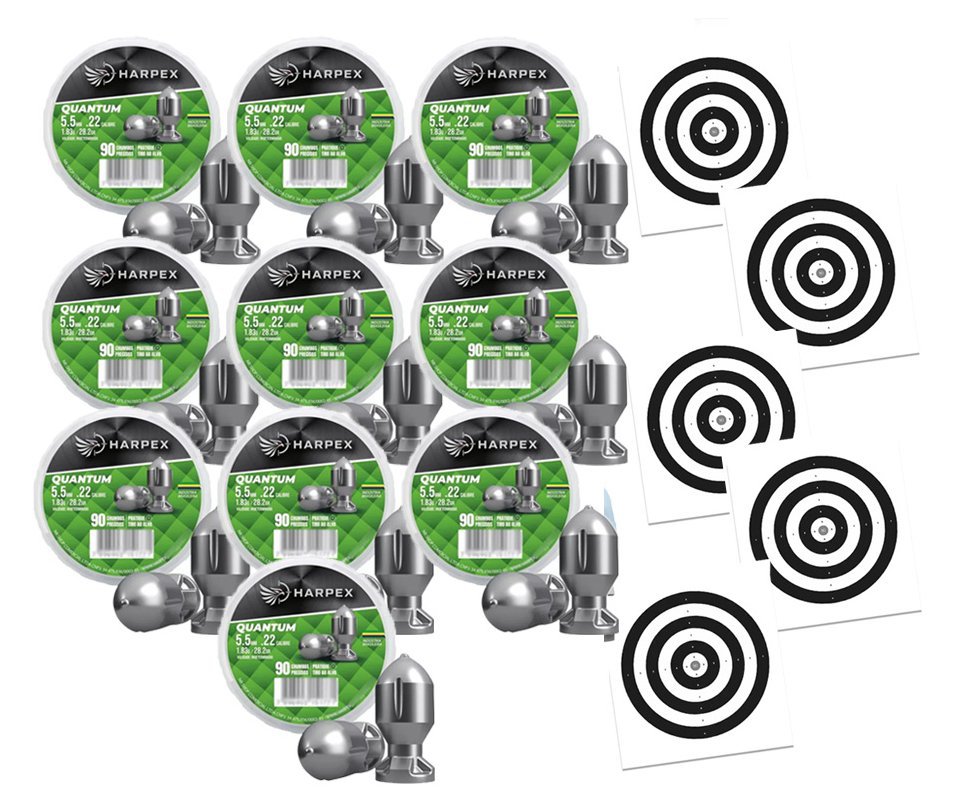 Kit 10 Cx Chumbinho Quantum 5.5 impacto, penetração e estabilidade - Harpex + Alvos