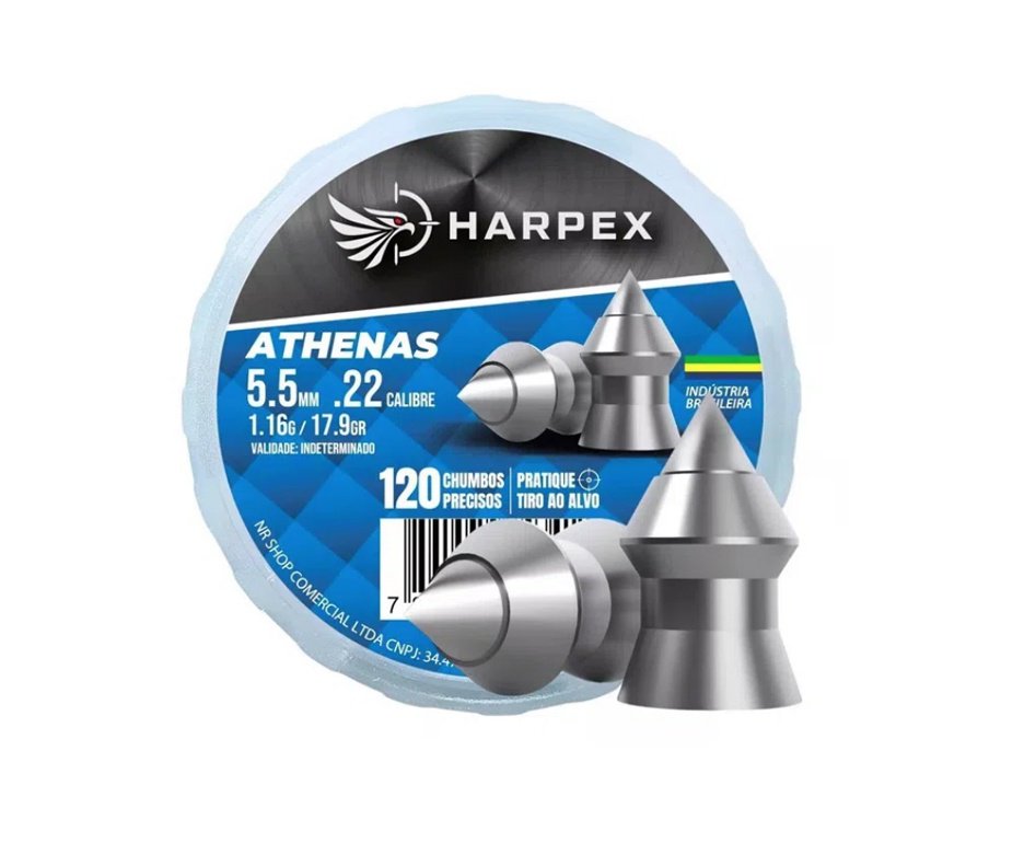Kit 10 Cx Chumbinho Athenas 5.5mm precisão e alto poder de perfuração - Harpex + Alvos