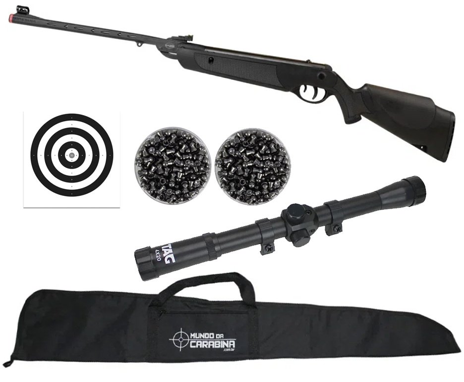 Carabina de Pressão Rossi Dione Sport MH 5,5mm - Rossi + Luneta 4x20 + Capa + Alvos + Chumbos