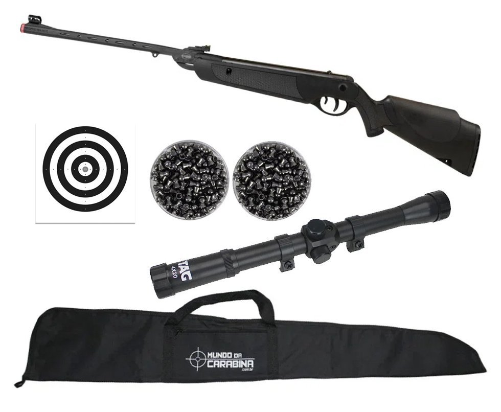 Carabina de Pressão Rossi Dione Sport MH 5,5mm - Rossi + Luneta 4x20 + Capa + Alvos + Chumbos