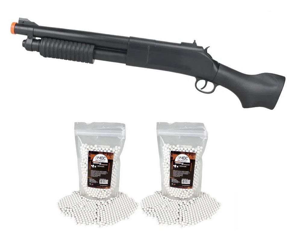 Shotgun / Escopeta De Airsoft Rossi VG Pump Short Mola 6mm + BBs
