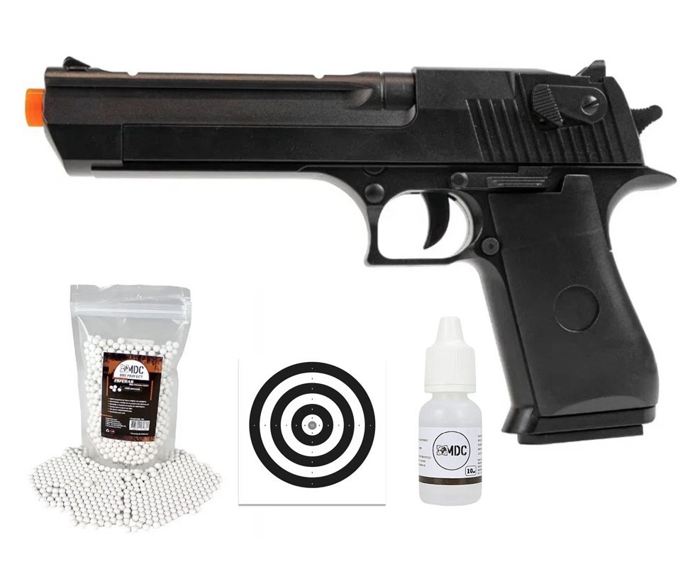 Pistola de Airsoft VG Desert Eagle V30 Mola 6mm - Rossi + BBs + Óleo + Alvos