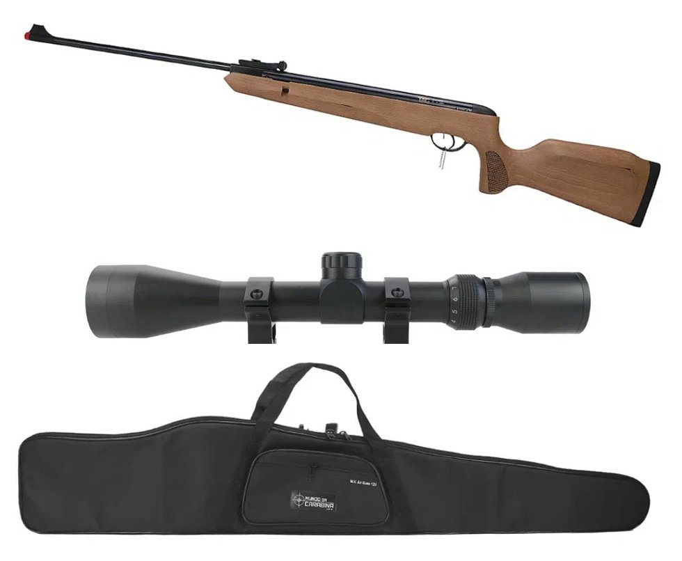 Carabina de Pressão Naja Wood Madeira Nitro Gás Ram 4,5mm - TAG + Luneta 4x32 + Capa