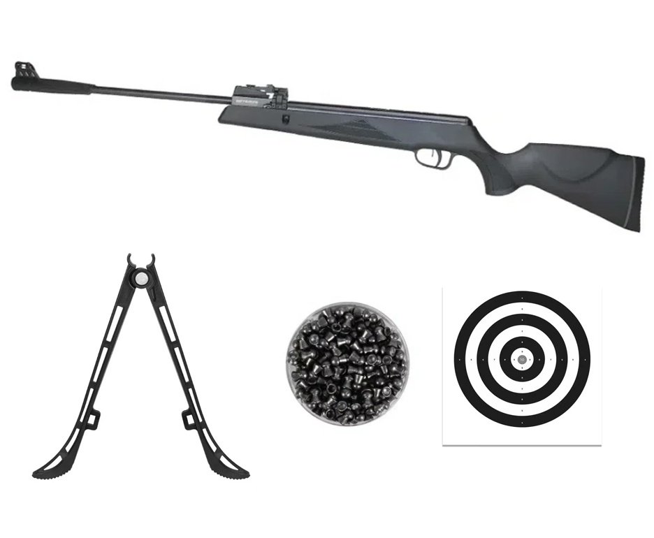 Carabina de Pressão Black Hawk MAG GR1000X 12 Tiros 5.5mm - Artemis + Bipé + Alvos + Chumbo