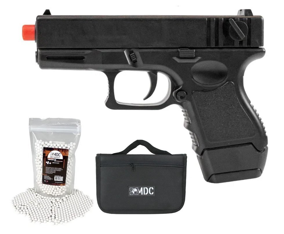 Pistola de Airsoft VG GK Short V45 Mola 6mm - Rossi + Capa + 1000BBs