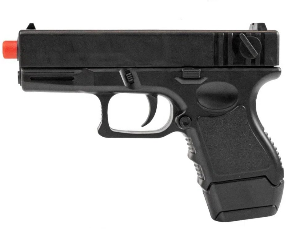 Pistola de Airsoft VG GK Short V45 Mola 6mm - Rossi + Case + BBs + Óleo de Silicone + Alvos