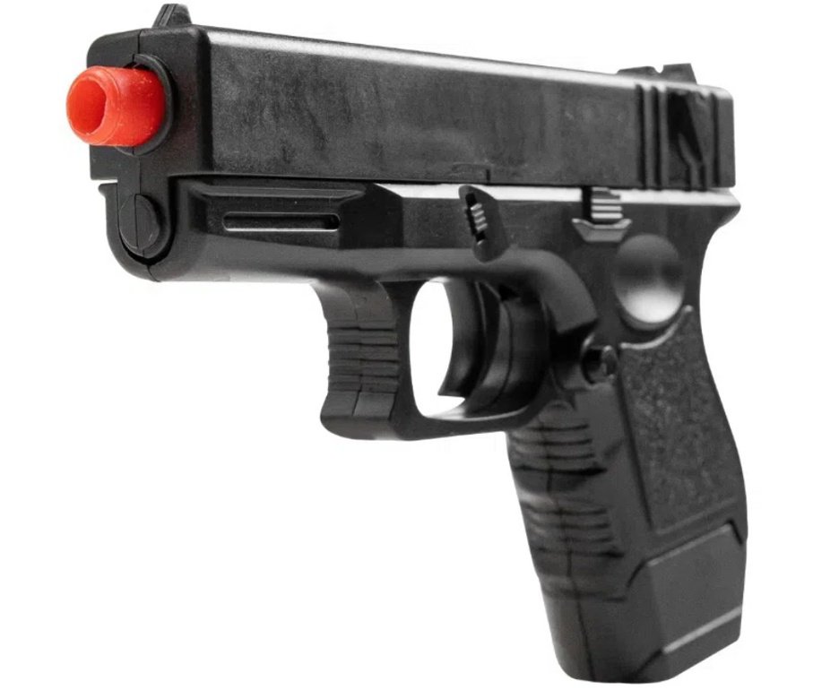 Pistola de Airsoft VG GK Short V45 Mola 6mm - Rossi + Case + BBs + Óleo de Silicone + Alvos