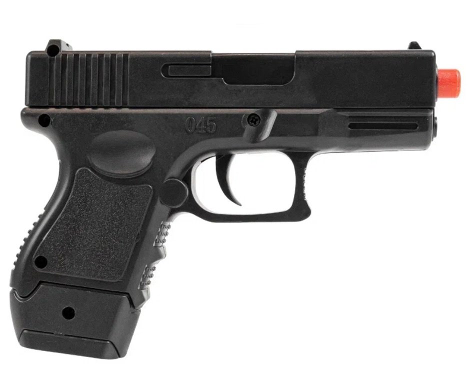 Pistola de Airsoft VG GK Short V45 Mola 6mm - Rossi + Case + BBs + Óleo de Silicone + Alvos