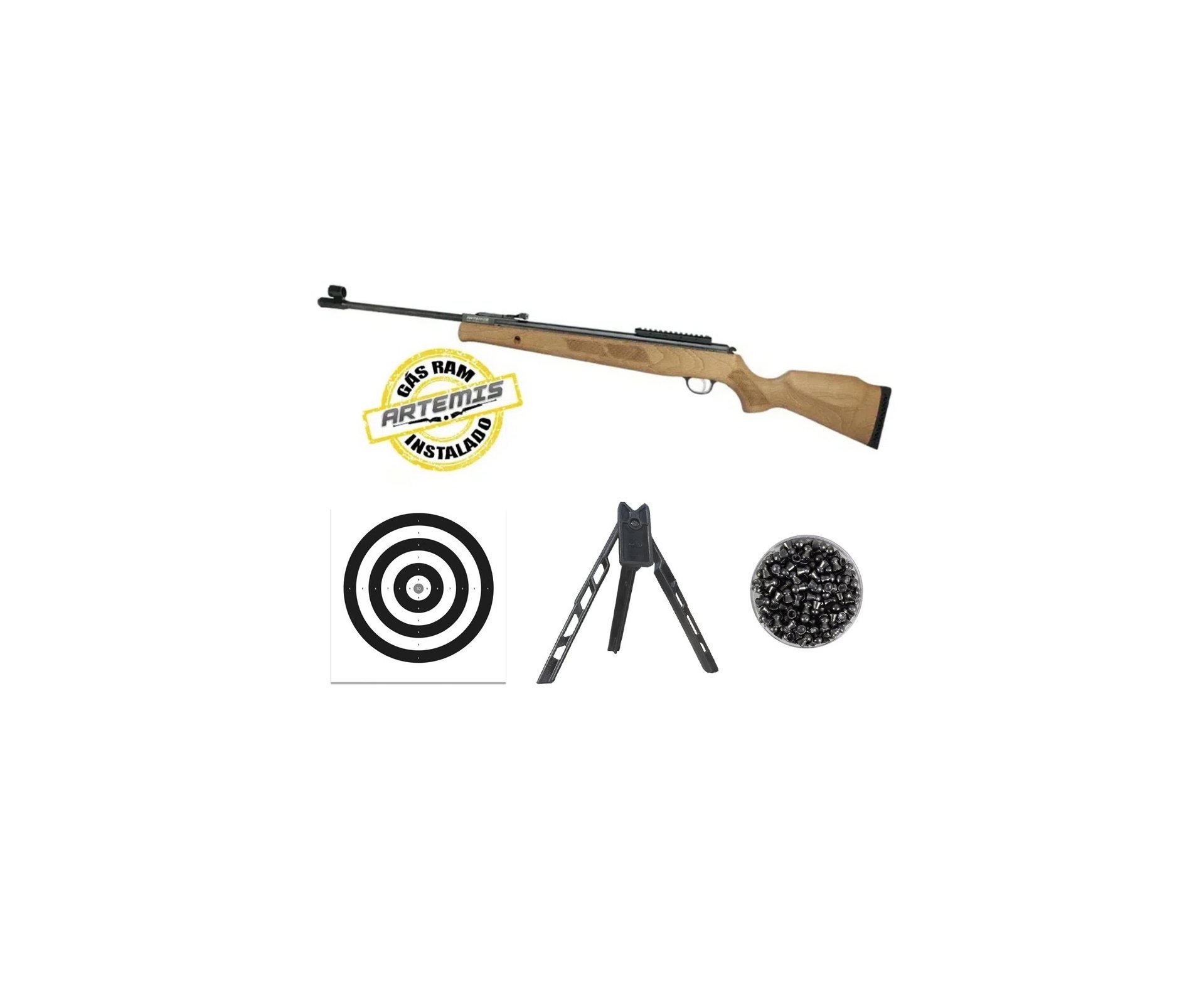 Carabina de Pressão Falcon GR1600W Nitro 6mm GR 90kg Artemis FXR + Tripé + Alvos + Chumbo