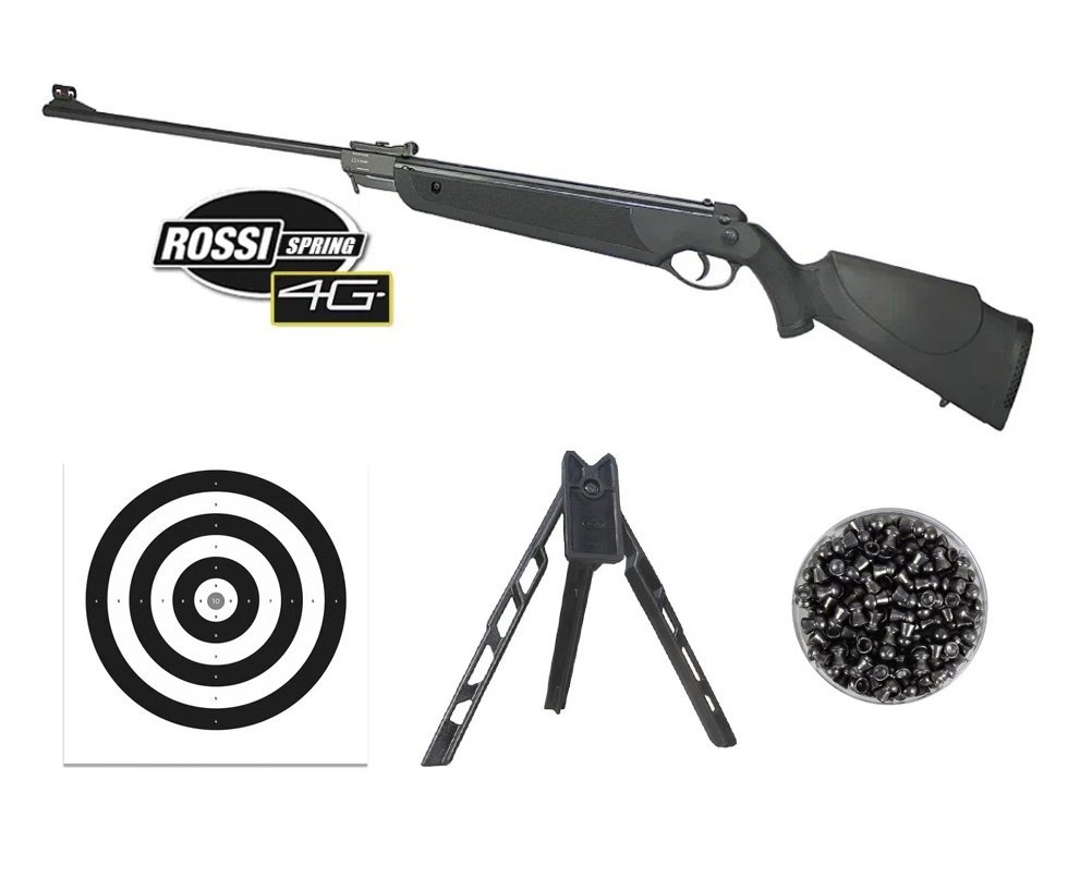 Carabina de Pressão Dione 4G 5,5mm - Rossi + Tripé + Alvos + Chumbos