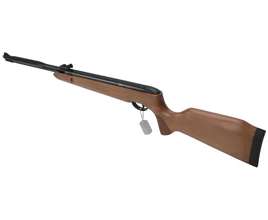 Carabina de Pressão Naja 2.0 Wood Madeira 5,5 Gas Ram Nitro Cano Fixo - TAG + Tripé + Alvos + Chumbos