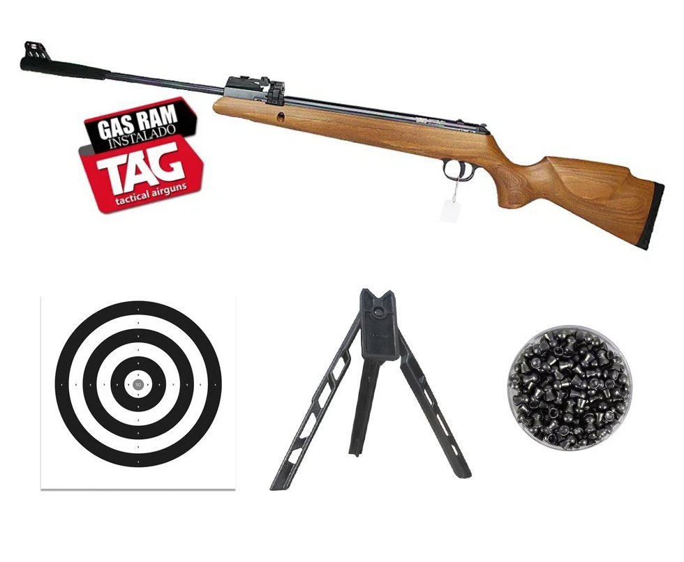 Carabina de Pressão Montana Mag Nitro 12 Tiros 5,5mm - SPA Tag + Tripé + Alvos + Chumbos
