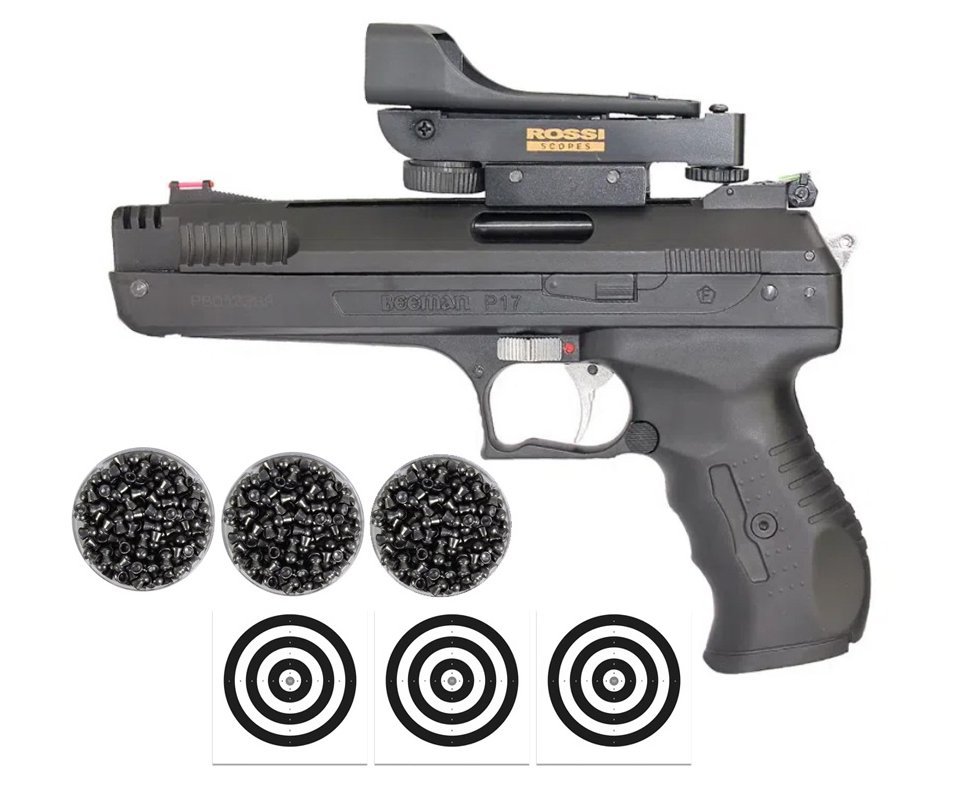 Pistola De Pressão Beeman 2006 P-17 Cal 4,5mm + Red Dot Rossi - Beeman + Chumbos + Alvos