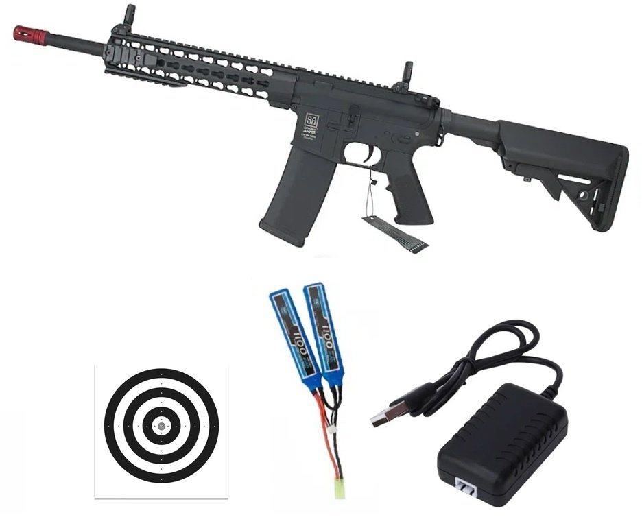 Rifle de Airsoft AEG M4 SA-F02 Black Flex Key MOD 10" - Specna Arms + Bateria + Carregador