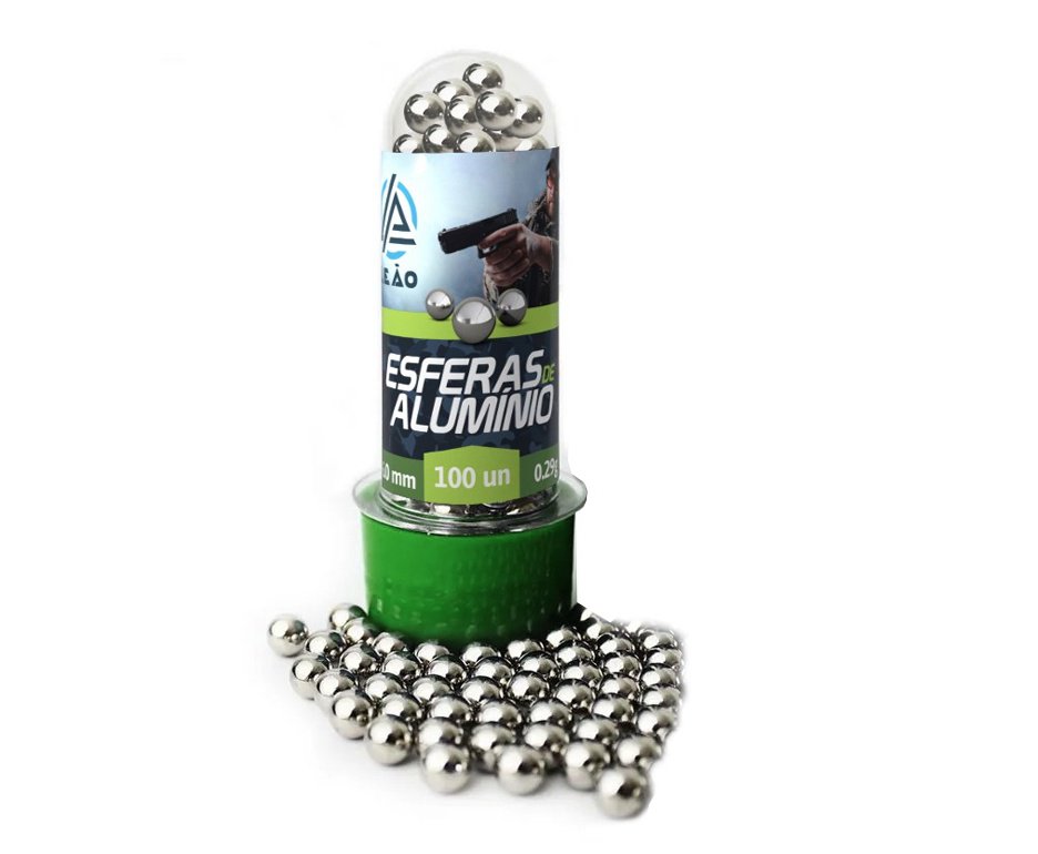 Esfera Munição BBs Metal Aluminio 0.29g 6mm com100und - Leão