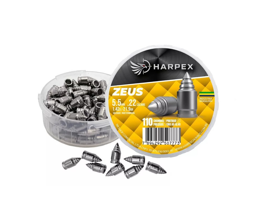 Chumbinho Harpex Zeus 5,5mm 21,9g alta penetração e impacto