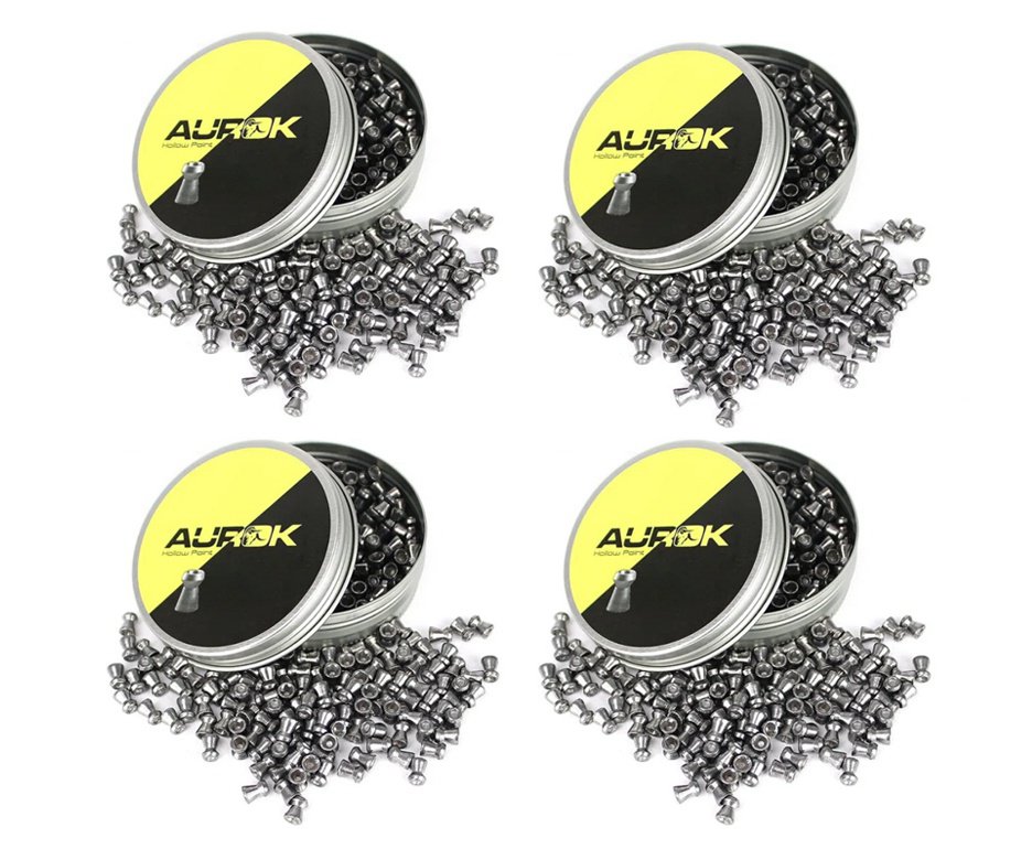 kit 4 latas de Chumbinho Aurok Hollow Point 5,5mm 250 unids