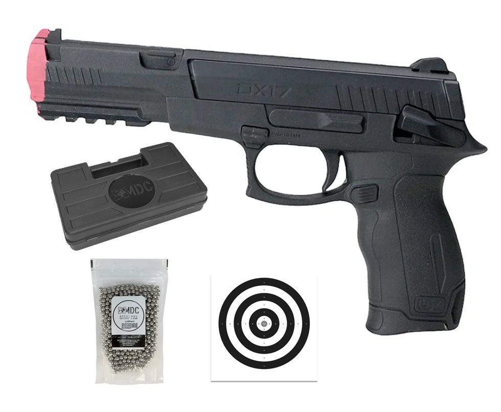 Pistola de Pressão UX DX17 4,5mm Dual Ammo Spring - Umarex + BBS + Alvos + Case