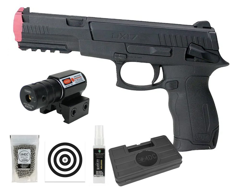Pistola de Pressão UX DX17 4,5mm Dual Ammo Spring - Umarex + BBS + Alvos + Case + Laser + Kamuff