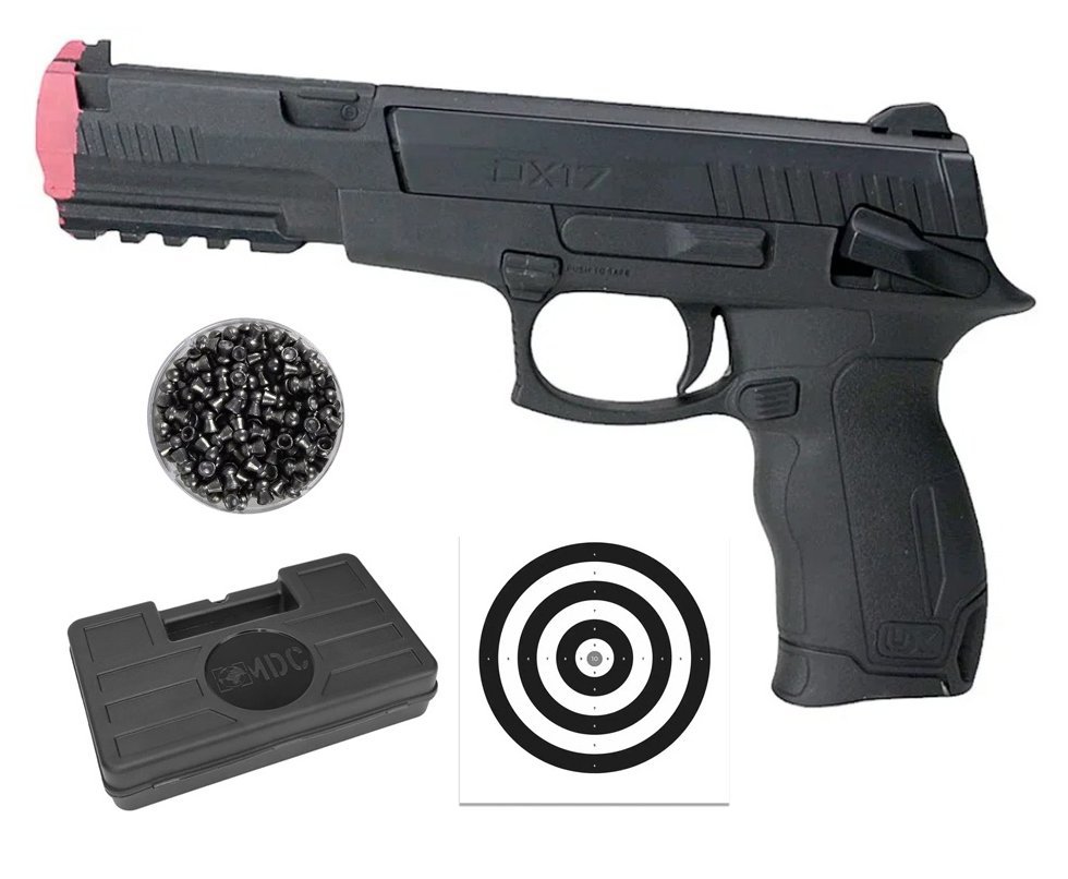Pistola de Pressão UX DX17 4,5mm Dual Ammo Spring - Umarex + Chumbo + Alvos + Case