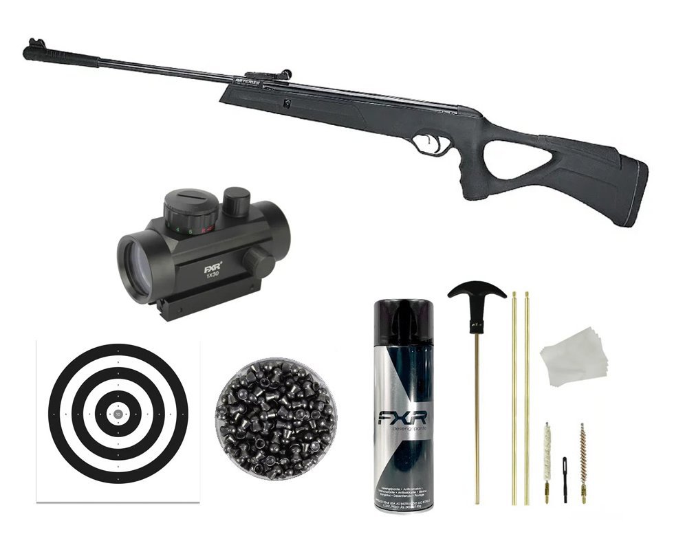 Carabina de Pressão Artemis GR800S Blade Gás Ram 60kg 5.5mm - Fxr + Red Dot 1x30 + Kit de Limpeza + Chumbo + Desengripante / Anticorrosivo + Alvos