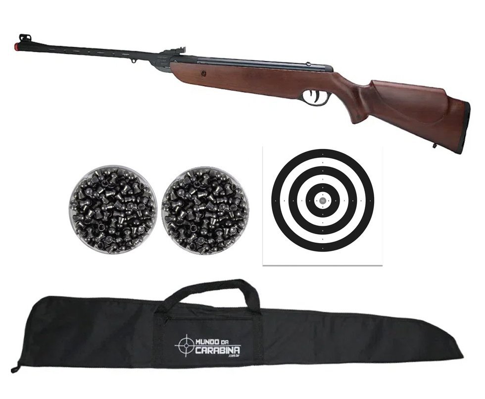 Carabina de Pressão Rossi Dione Sport MH Madeira 5.5 + Capa + Chumbo + Alvos