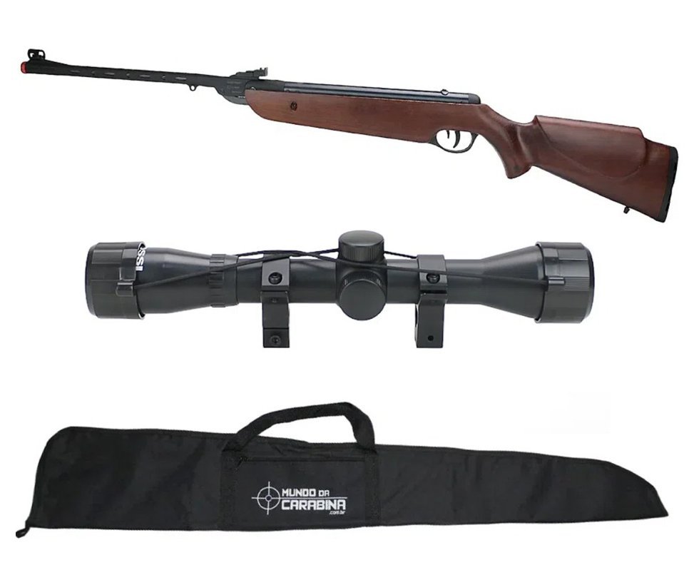 Carabina de Pressão Rossi Dione Sport MH Madeira 5.5 + Capa + Luneta 4x32