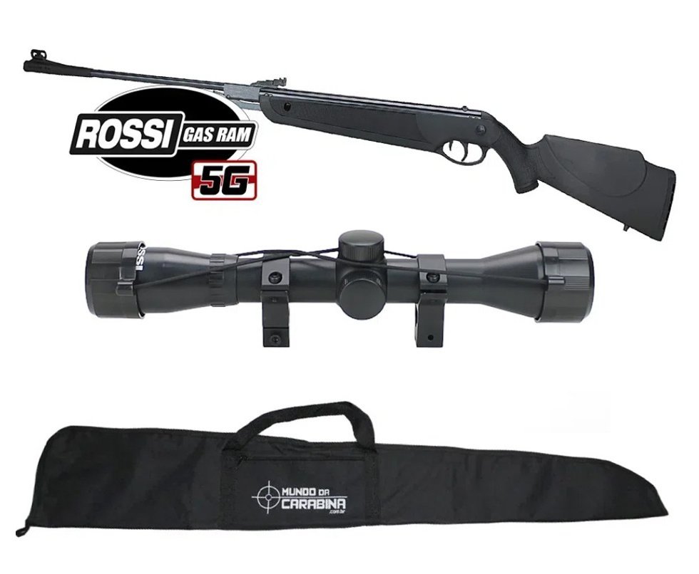 Carabina de Pressão Rossi Dione 5G Gás Ram 60kg 4,5 + Luneta 4x32 + Capa
